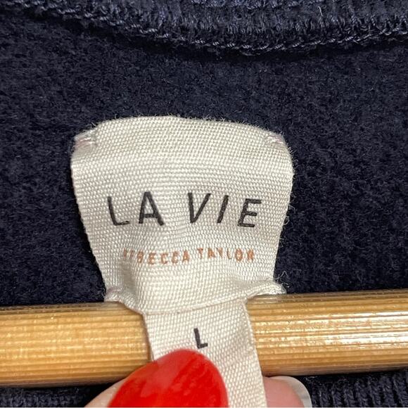 Rebecca Taylor La Vie Drop Waist Ruffle Sleeveless Dress Navy Blue Size L - Picture 4 of 7